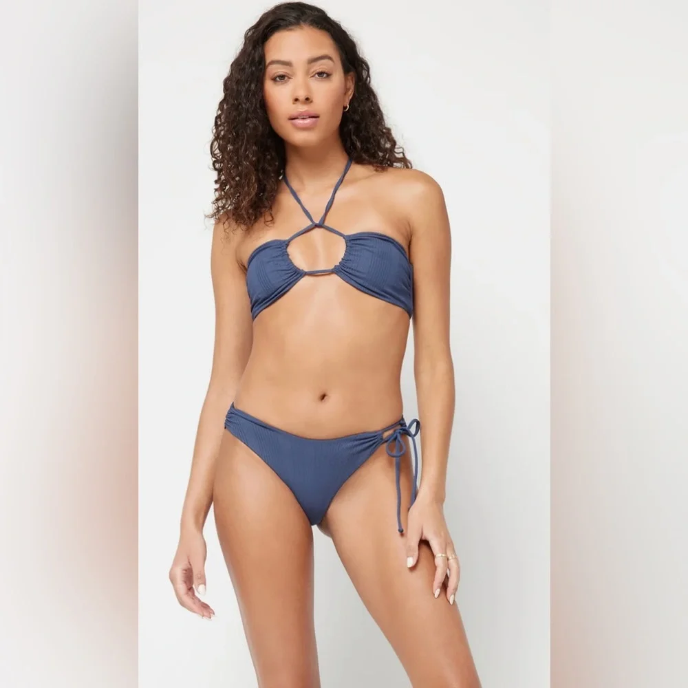 NWT L*Space Amal Classic Bottom in Slate Blue Gray Bikini Bottom